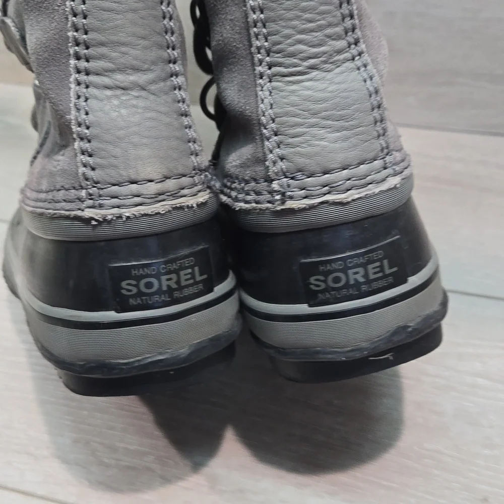 Sorel Women Tall Leather Insulated Fur Duck Boots shoes sz 7